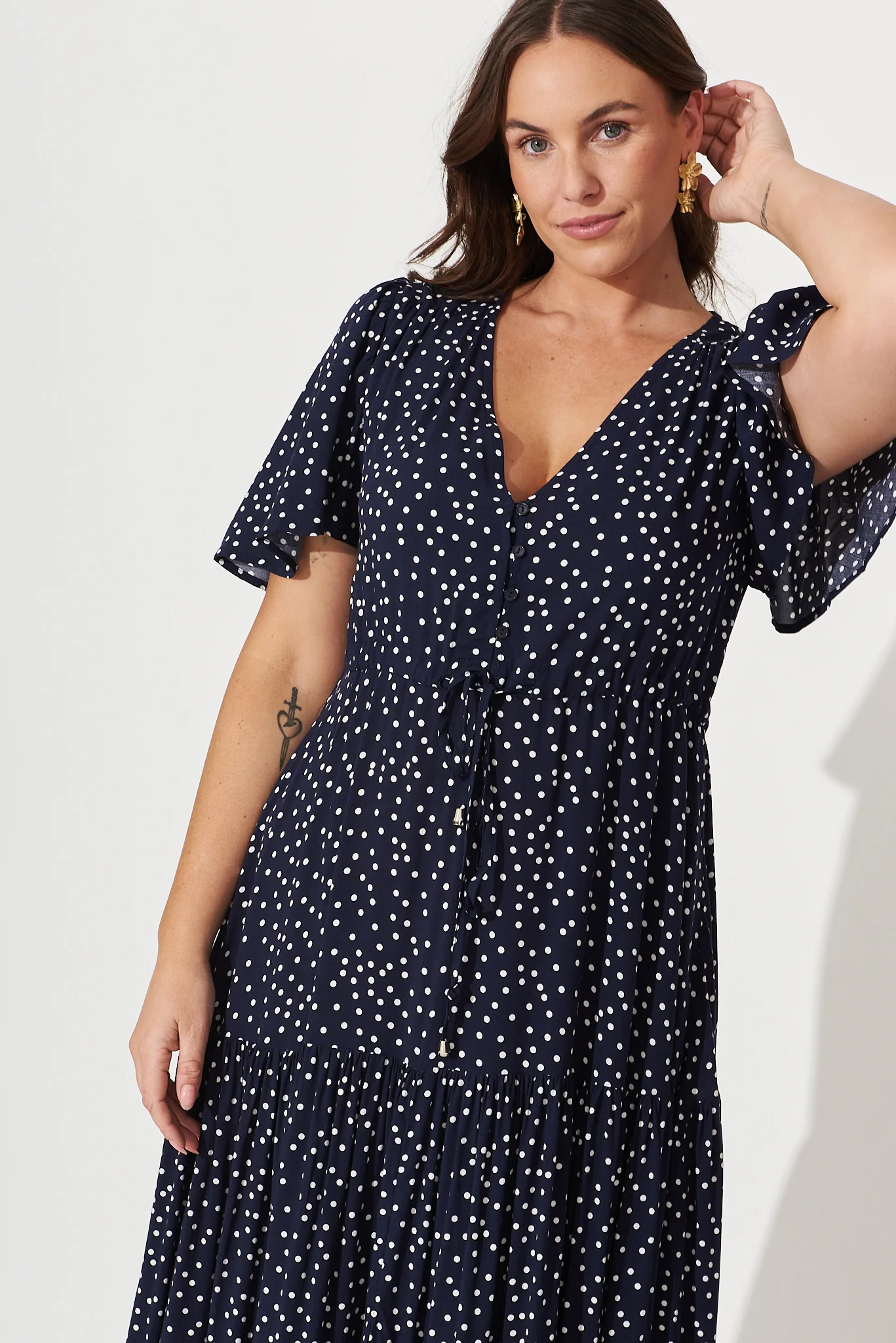 Violet Maxi Dress In Navy Spot - Image 5