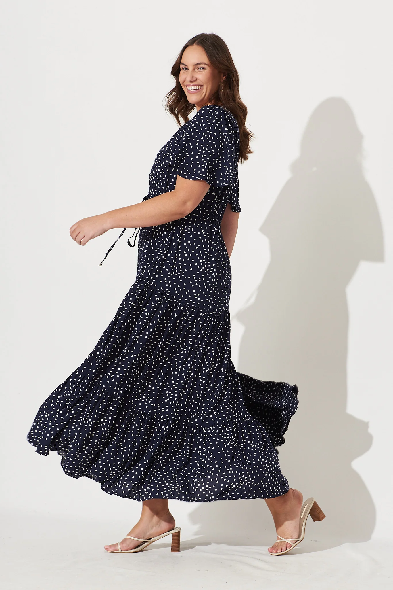 Violet Maxi Dress In Navy Spot - Image 8