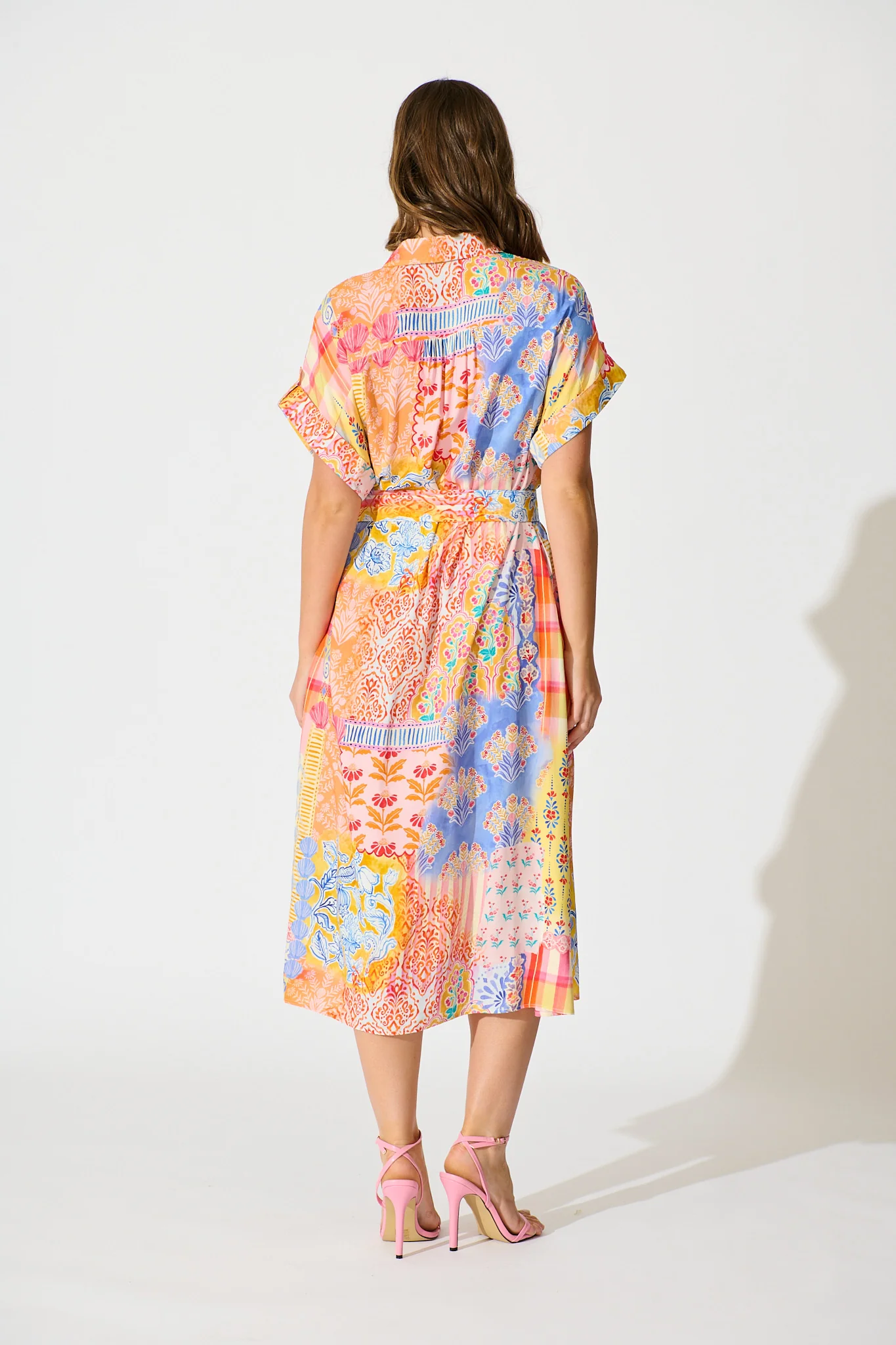 Vita Mia Midi Shirt Dress Bright Multi Patchwork Floral - Image 4