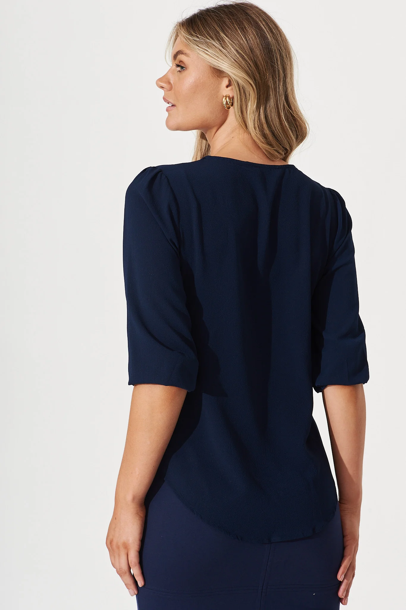 Viviani Zip Top In Navy - Image 4