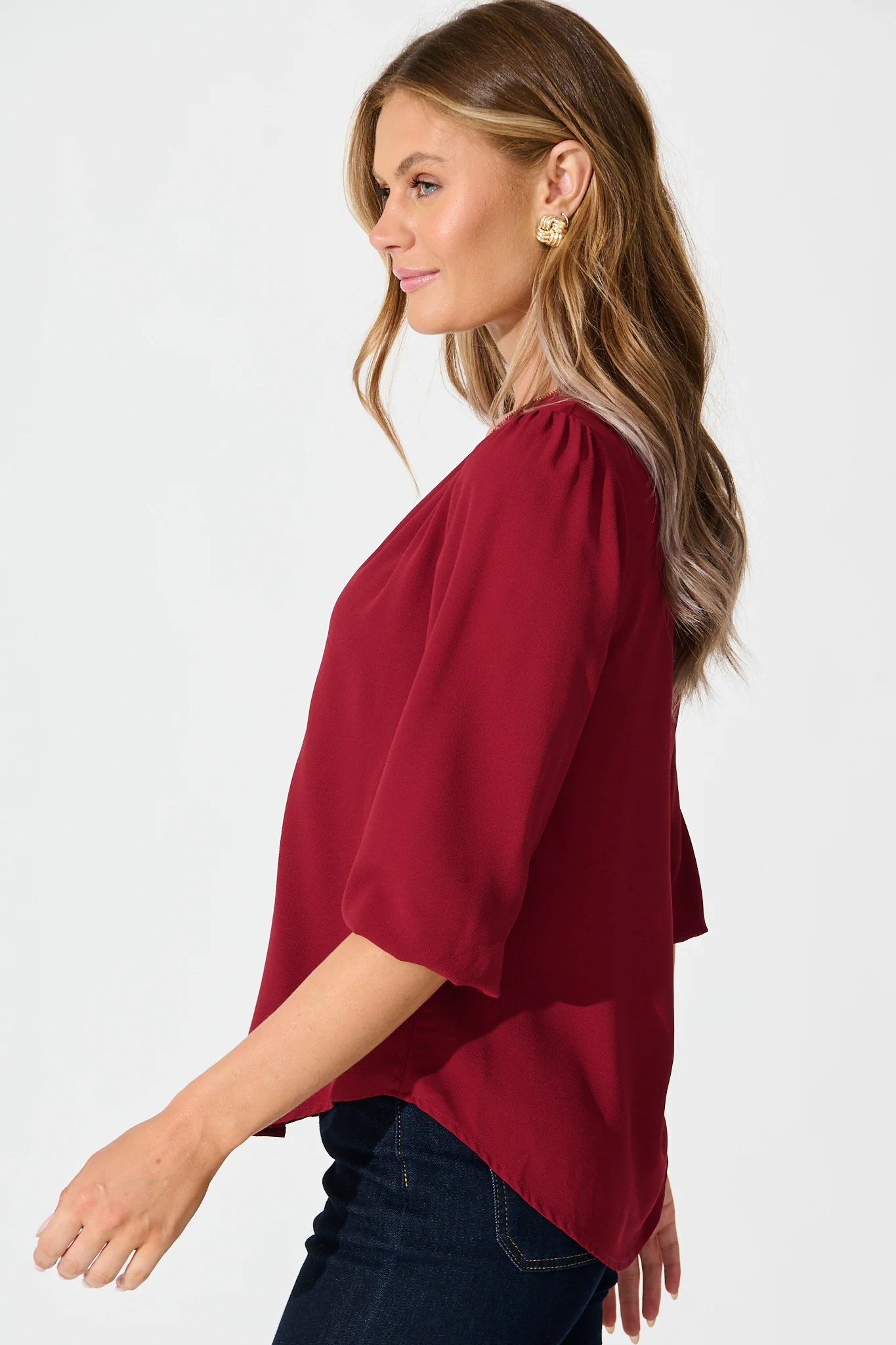 Viviani Zip Top In Wine - Image 2