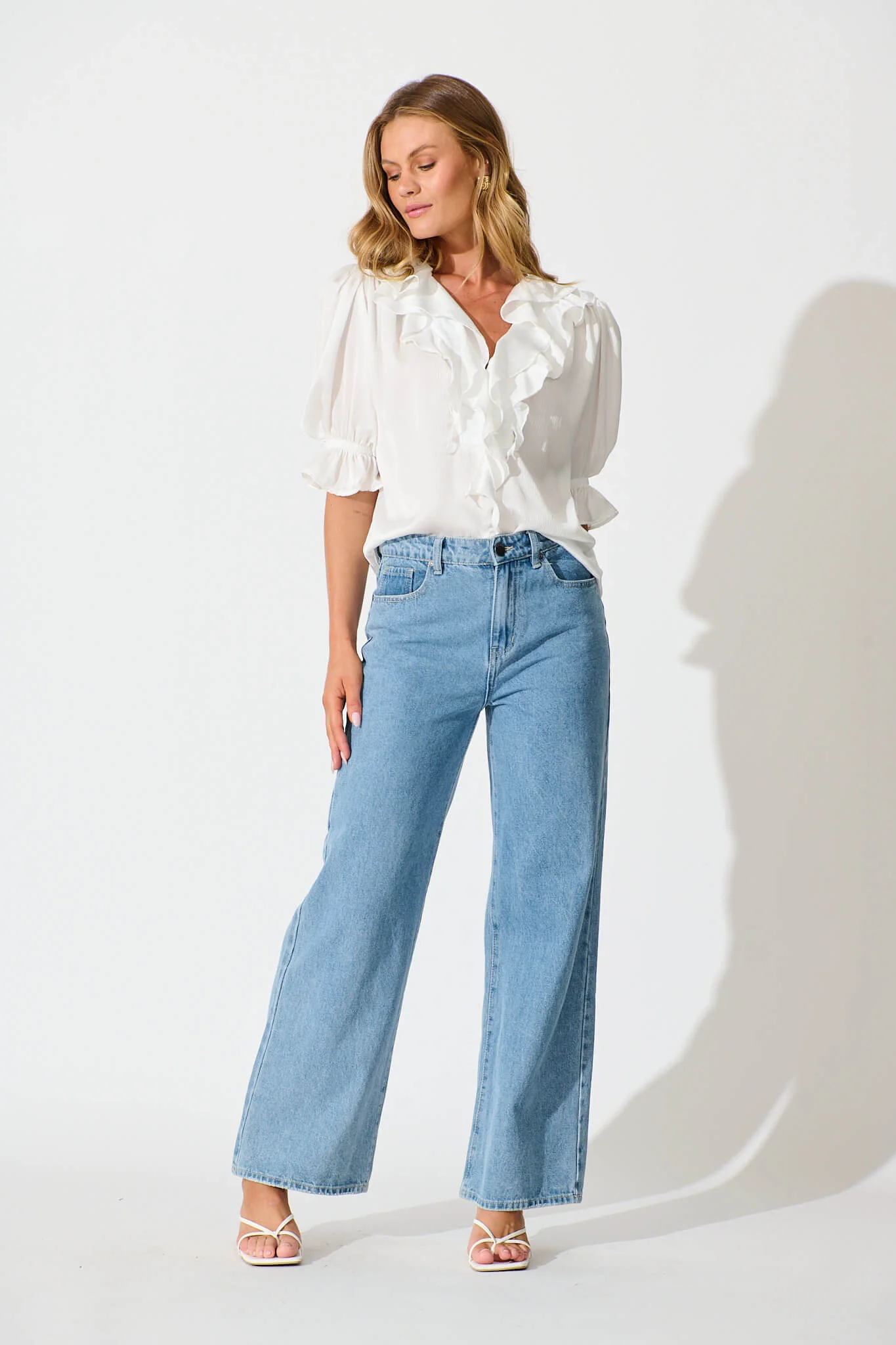 Vivica Top in White Crinkle Satin - Image 4