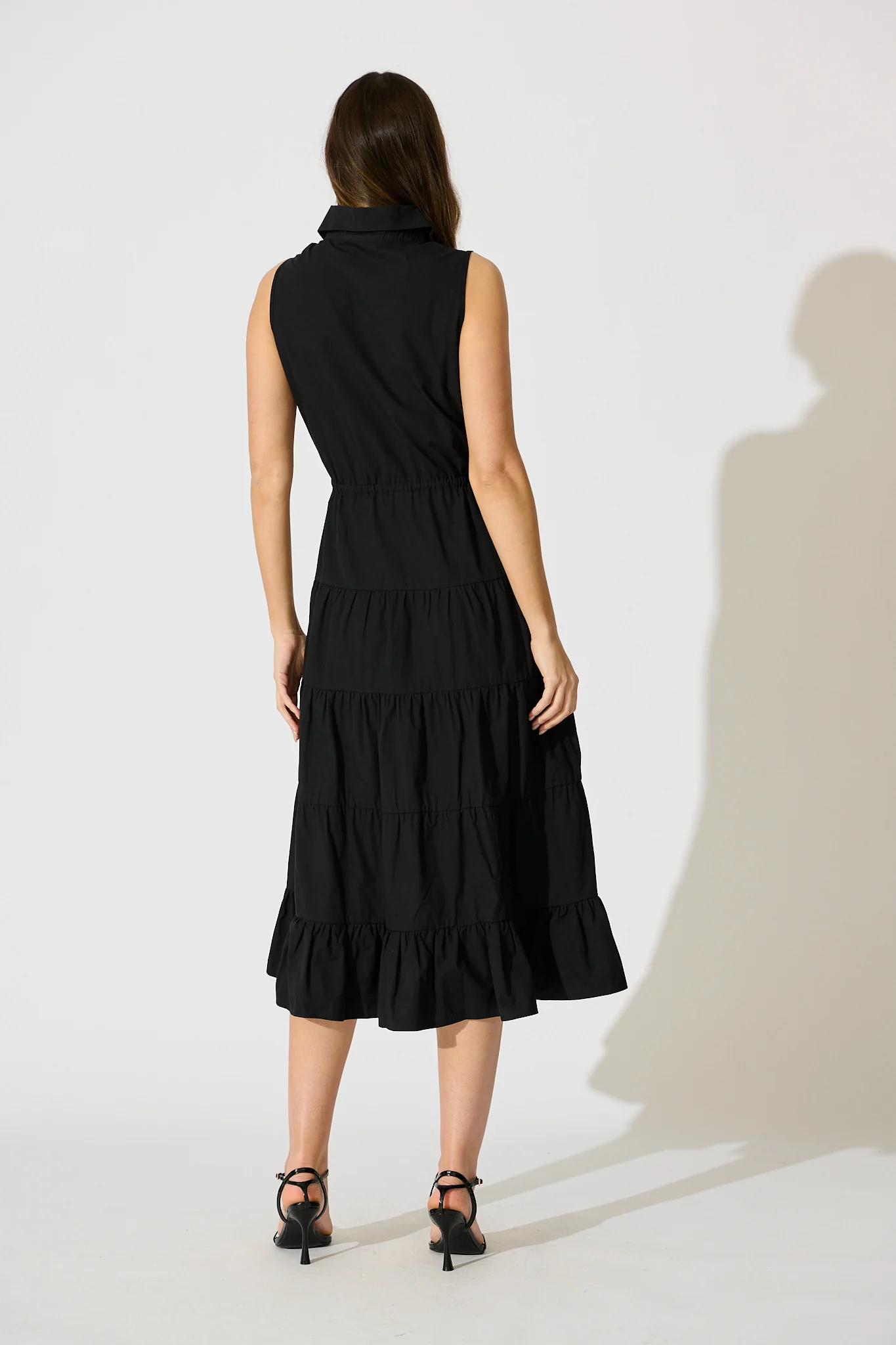 Vrinda Midi Dress in Black Cotton - Image 4