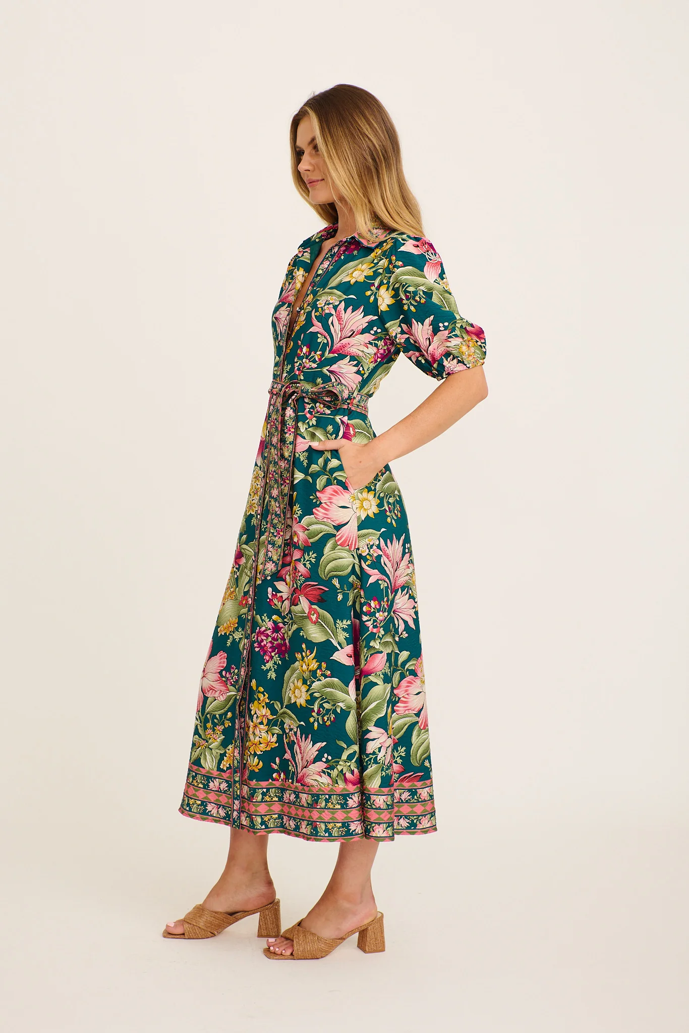 Wandering Wildflower Maxi Dress in Green with Multi Floral - Image 5