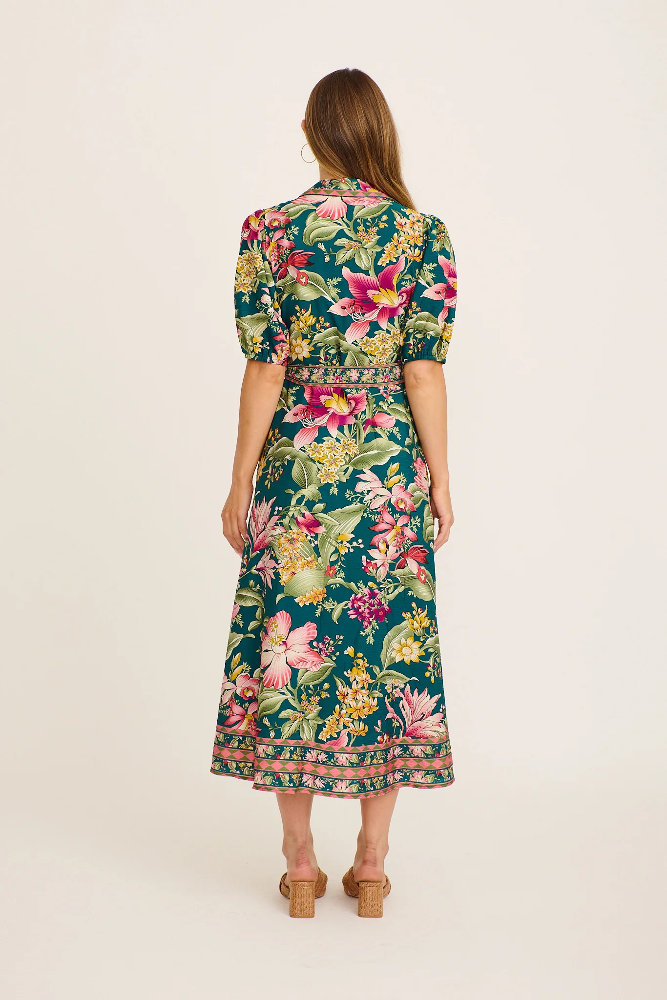 Wandering Wildflower Maxi Dress in Green with Multi Floral - Image 6