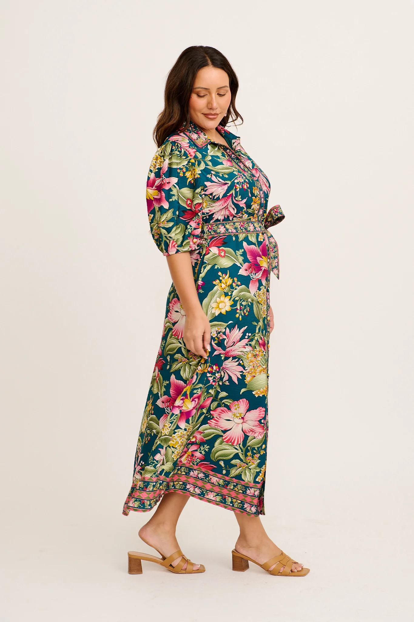 Wandering Wildflower Maxi Dress in Green with Multi Floral - Image 8