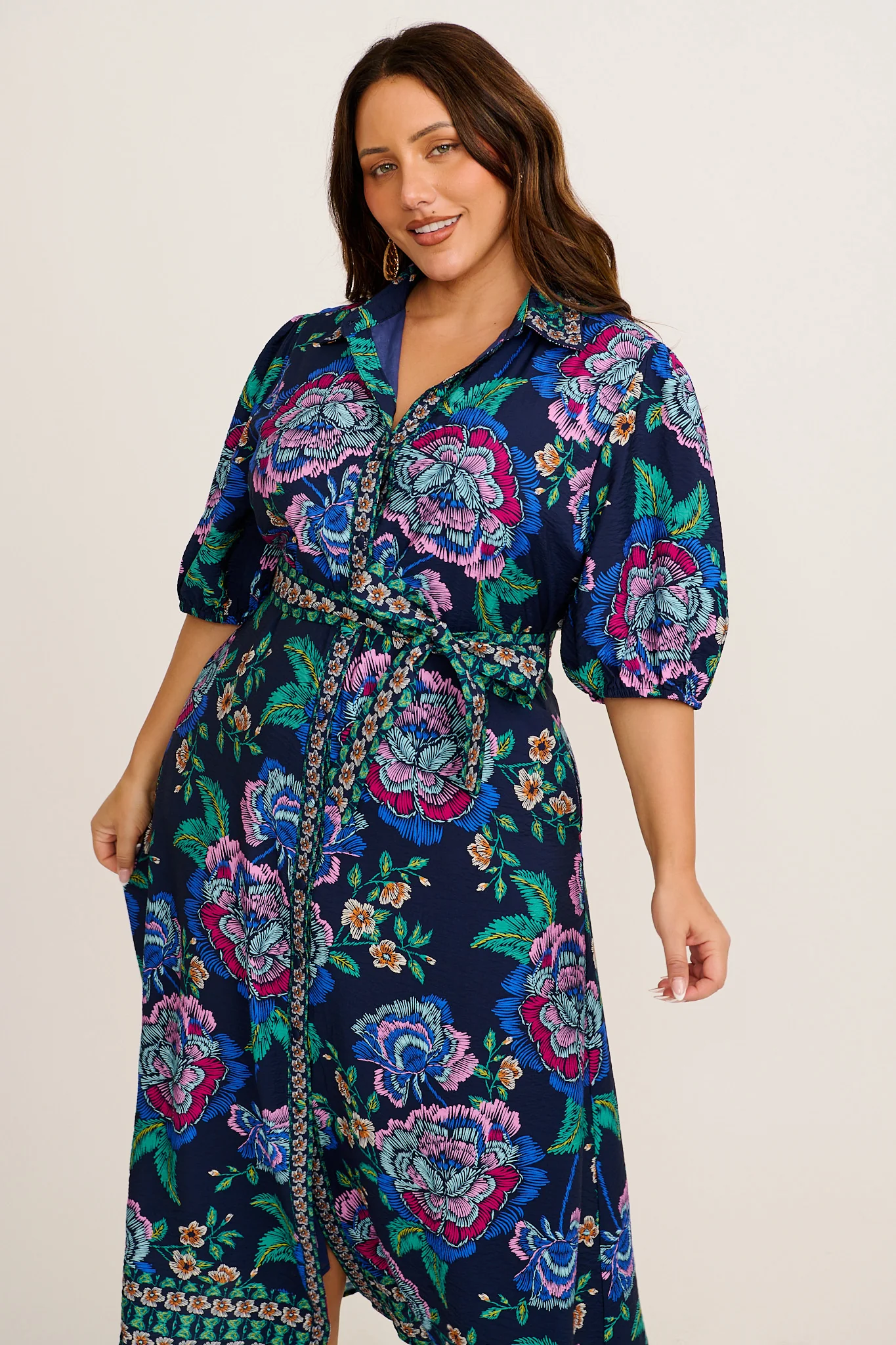 Wandering Wildflower Maxi Dress in Navy with Multi Floral - Image 3