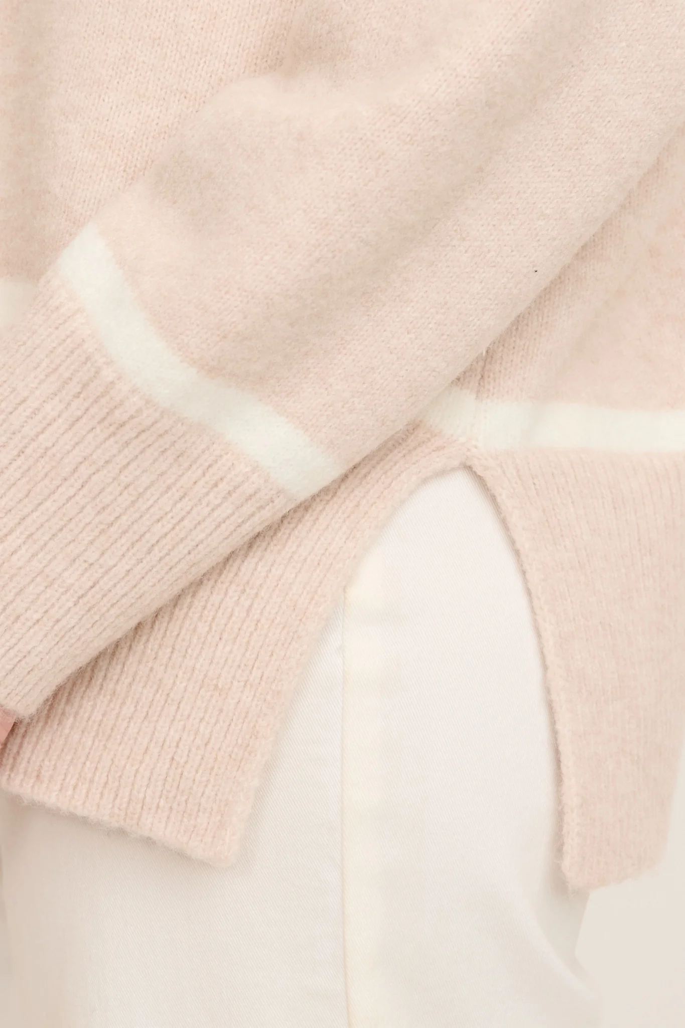 Warm Wishes Knit in Cream with White Trim Wool Blend - Image 5