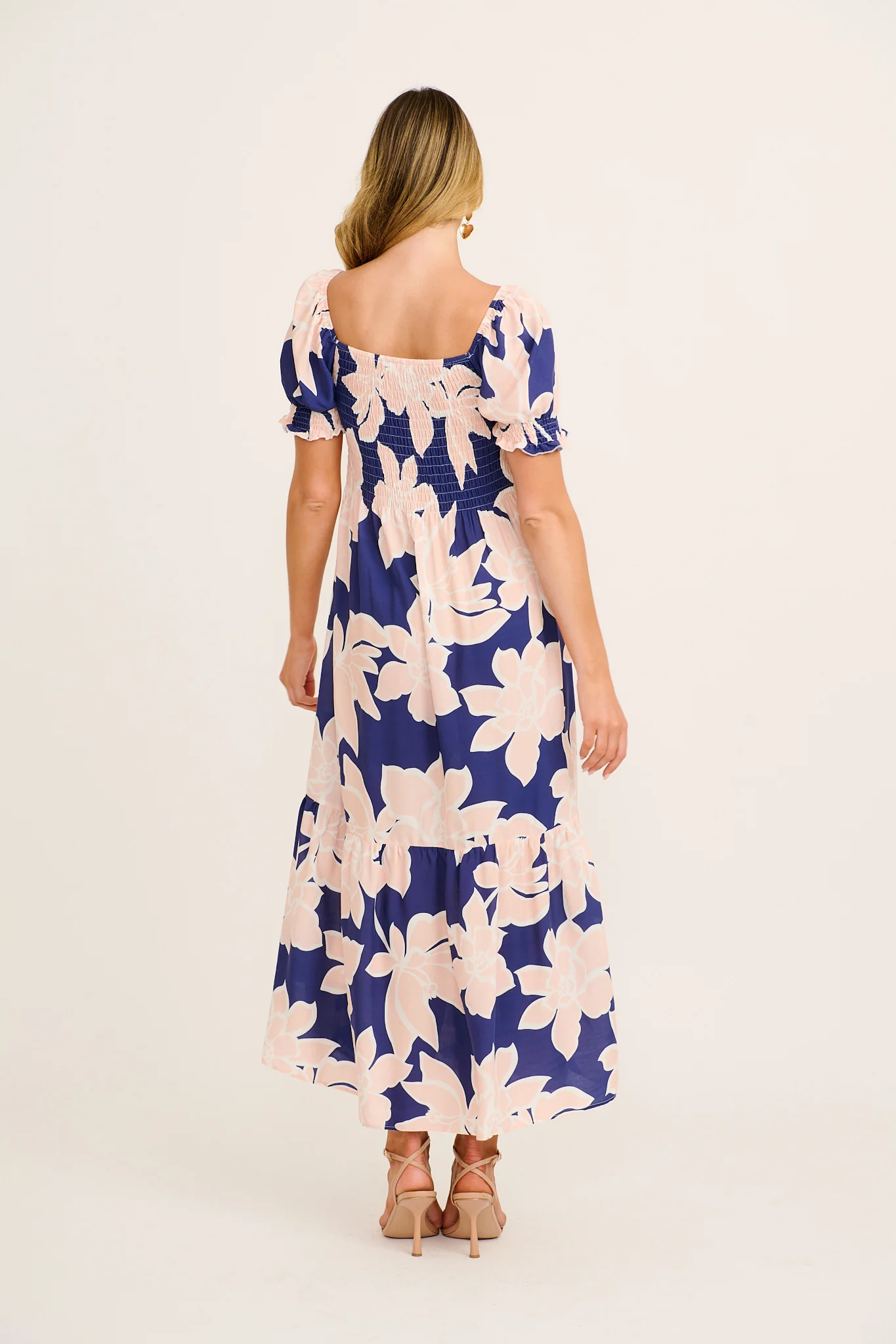 Whisper Maxi Dress in Navy with Pink Floral - Image 4