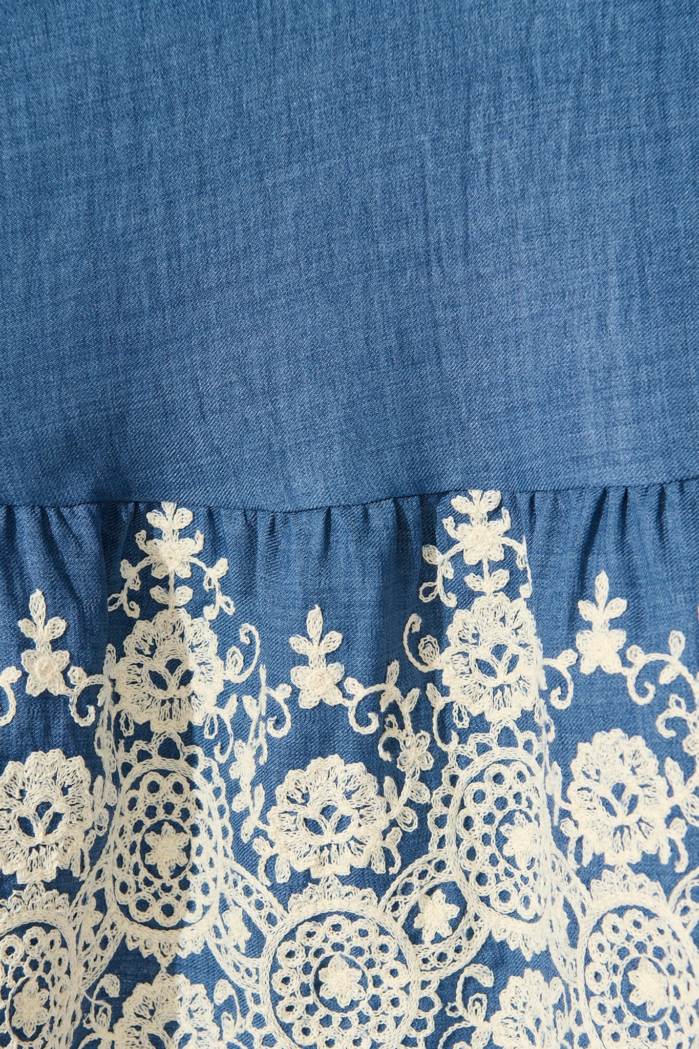 Whisper Midi Shirt Dress in Blue Chambray Embroidery - Image 6