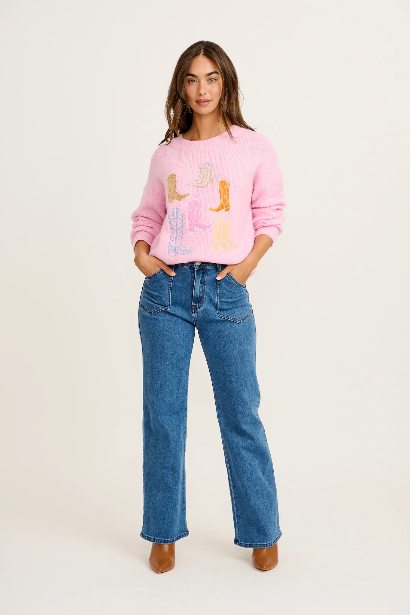 Wild West Knit in Pink Wool Blend - Image 8