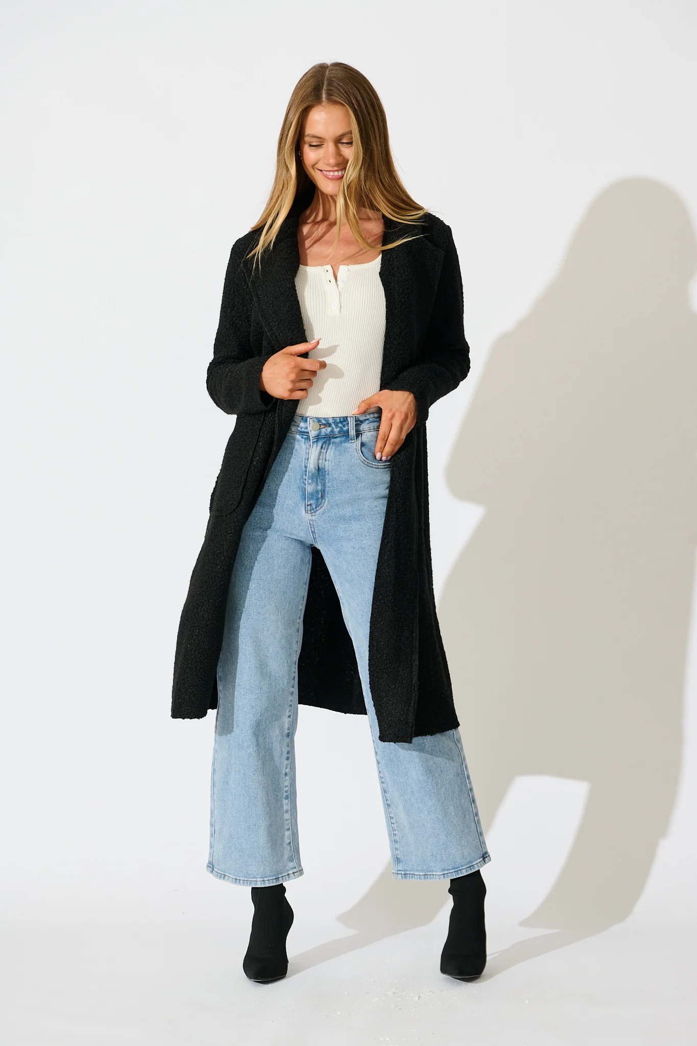 Wilma Coat in Black Boucle