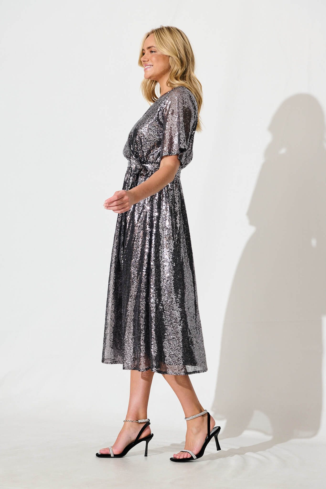 Winslet Midi Dress In Graphite Sequin - Image 3