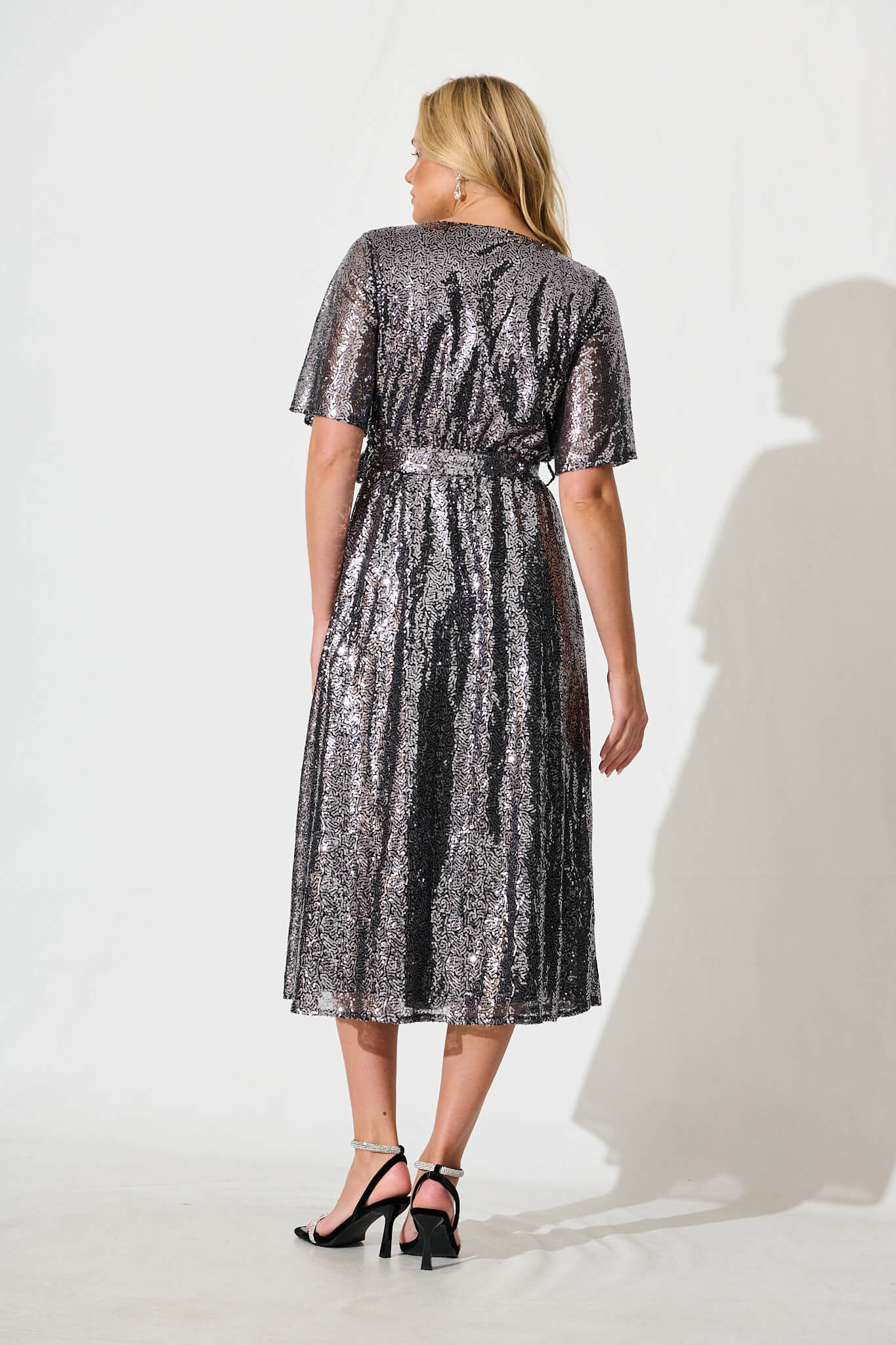 Winslet Midi Dress In Graphite Sequin - Image 4