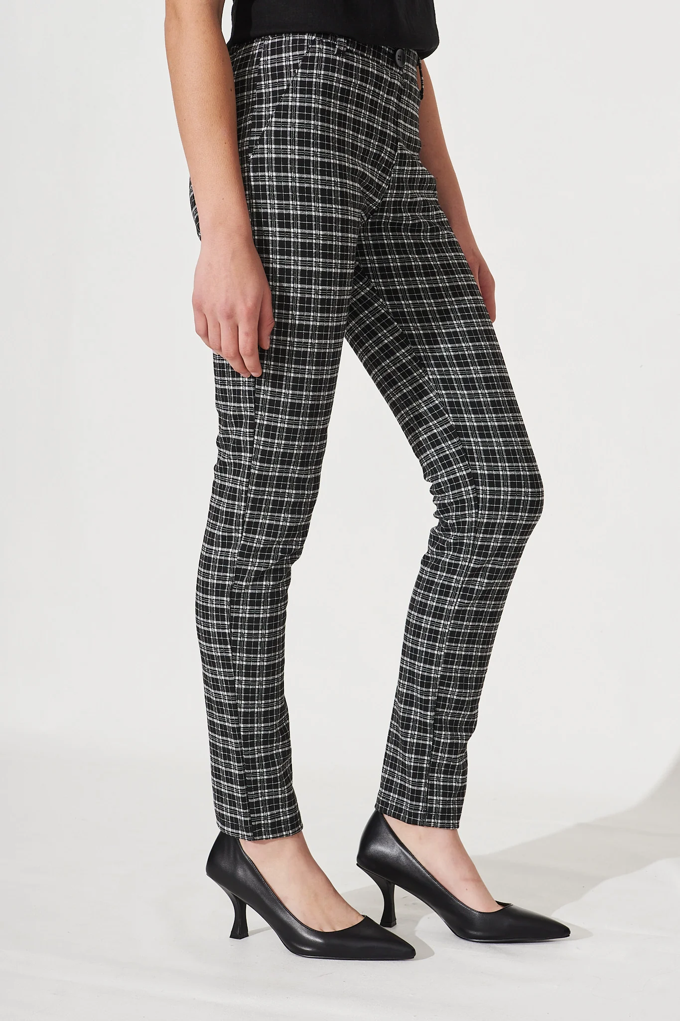 Workflow Skinny Pants In Black Check - Image 3