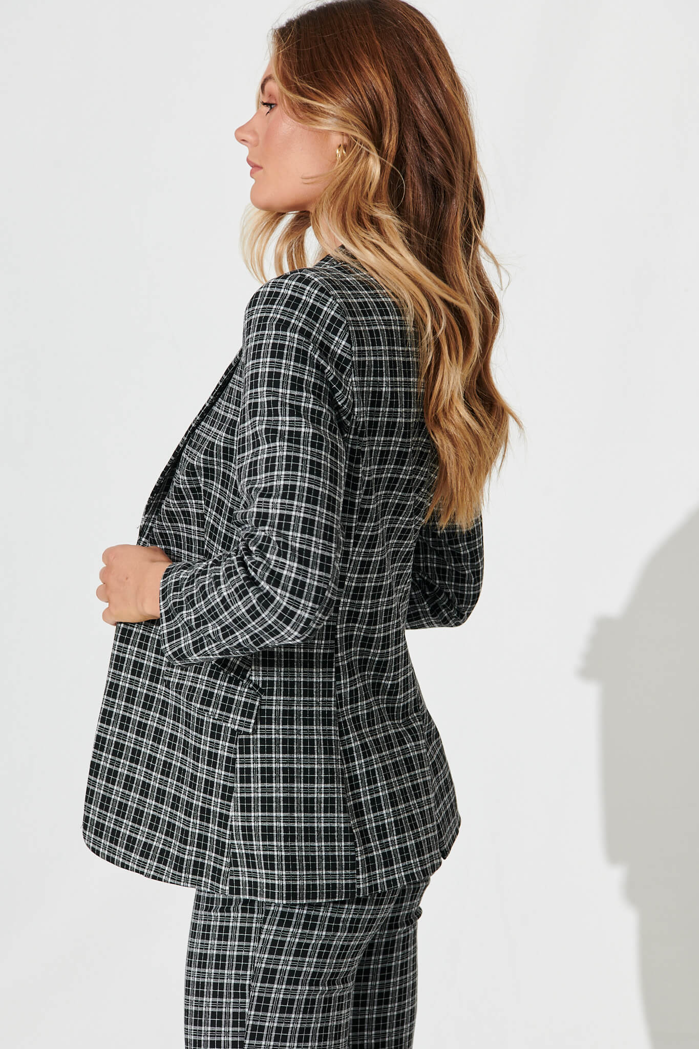 Workflow Stretch Blazer In Black Check - Image 2