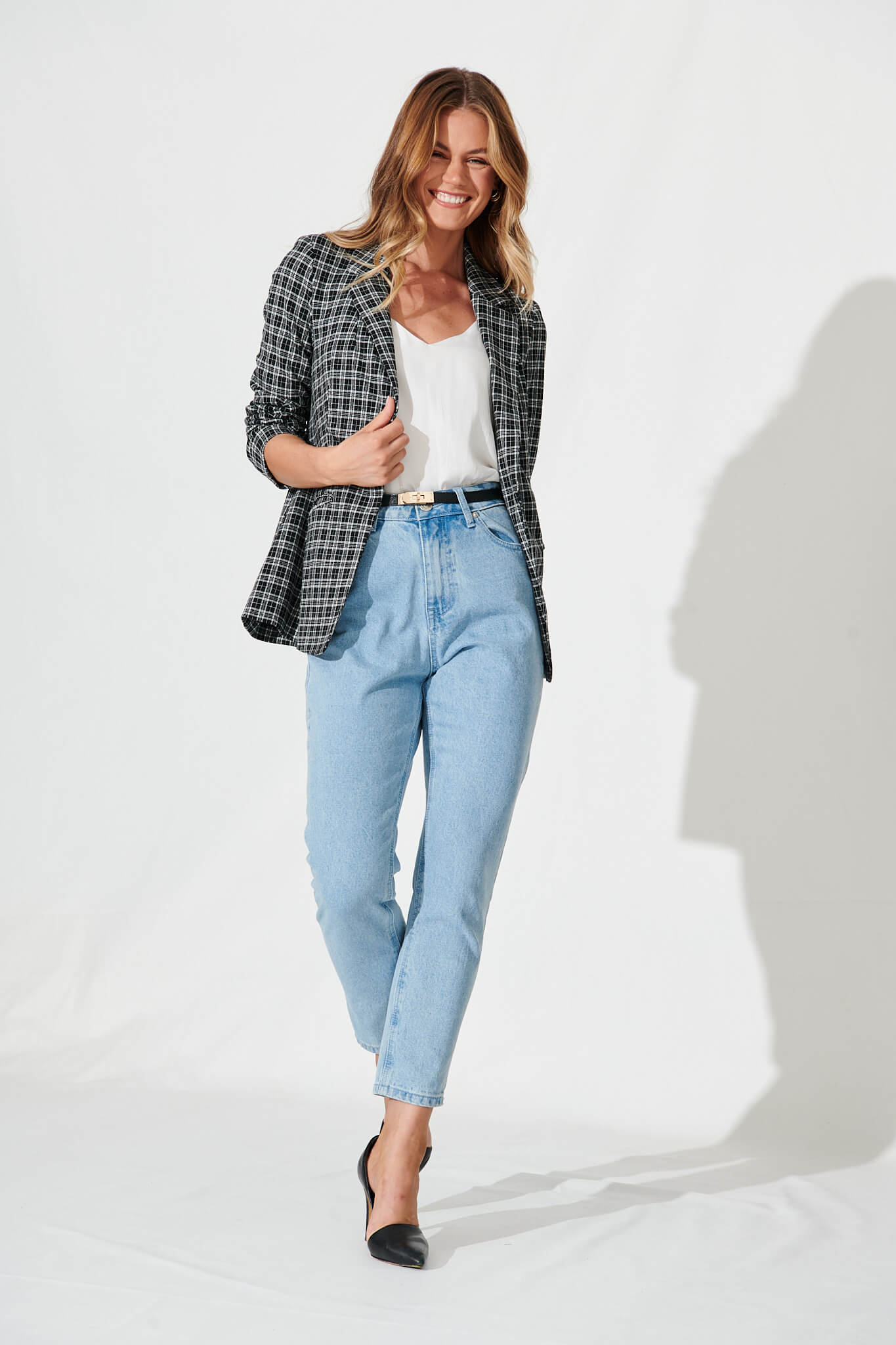 Workflow Stretch Blazer In Black Check - Image 5