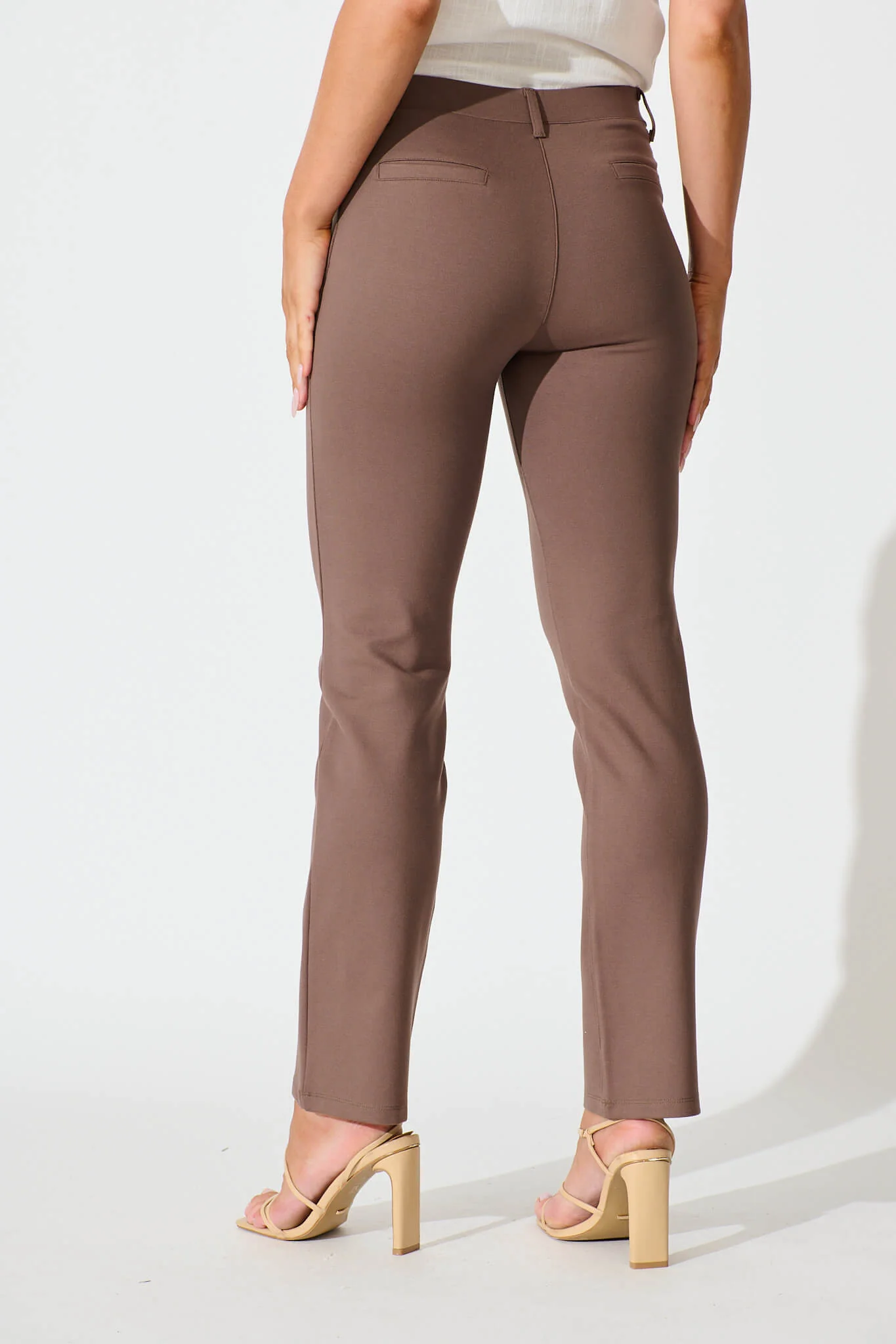 Workflow Stretch Yoga Pants in Mocha - Image 3
