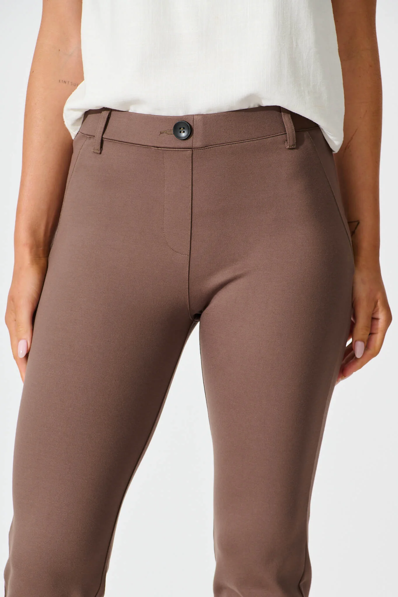 Workflow Stretch Yoga Pants in Mocha - Image 5