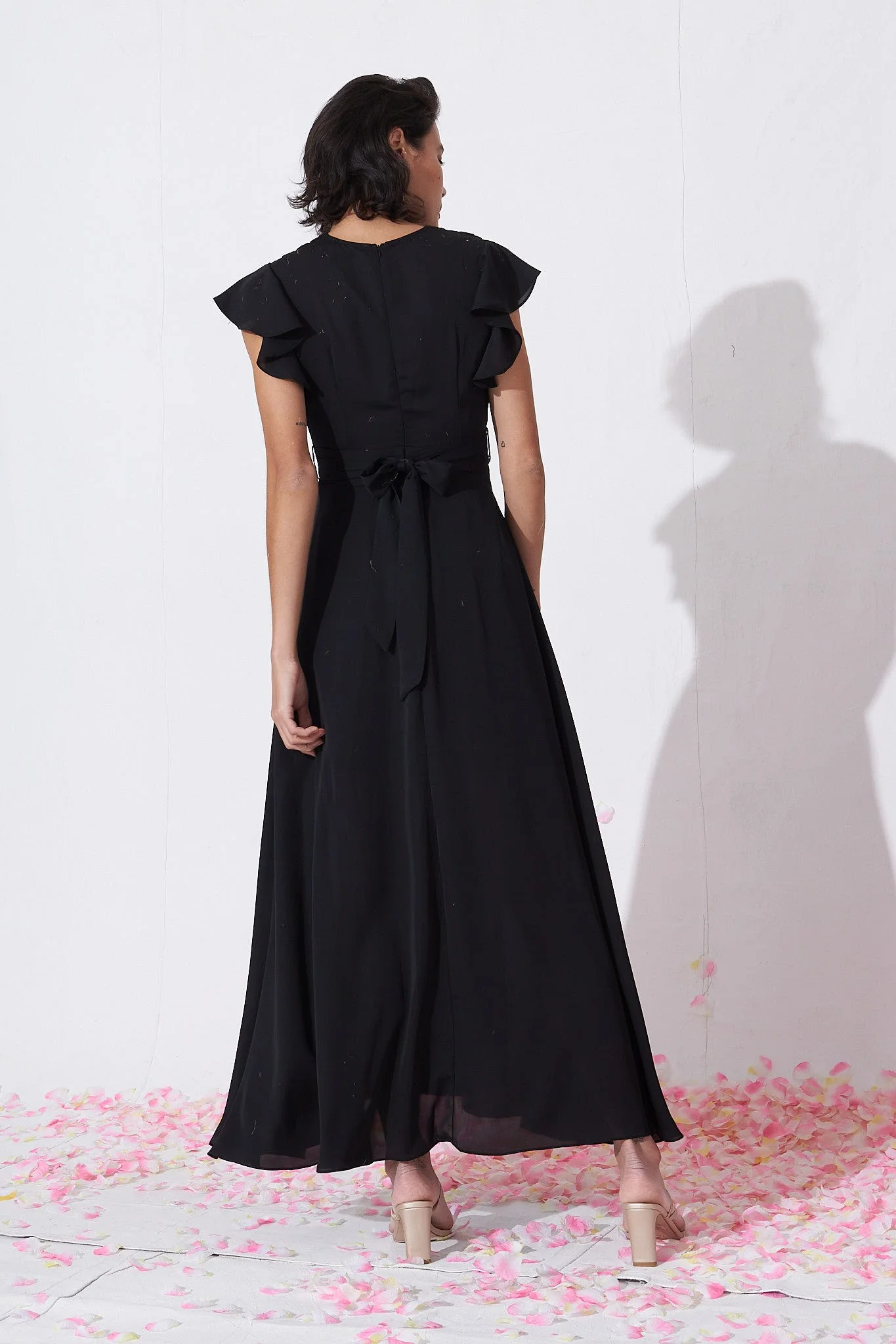 Wynter Maxi Dress in Black Chiffon - Image 4