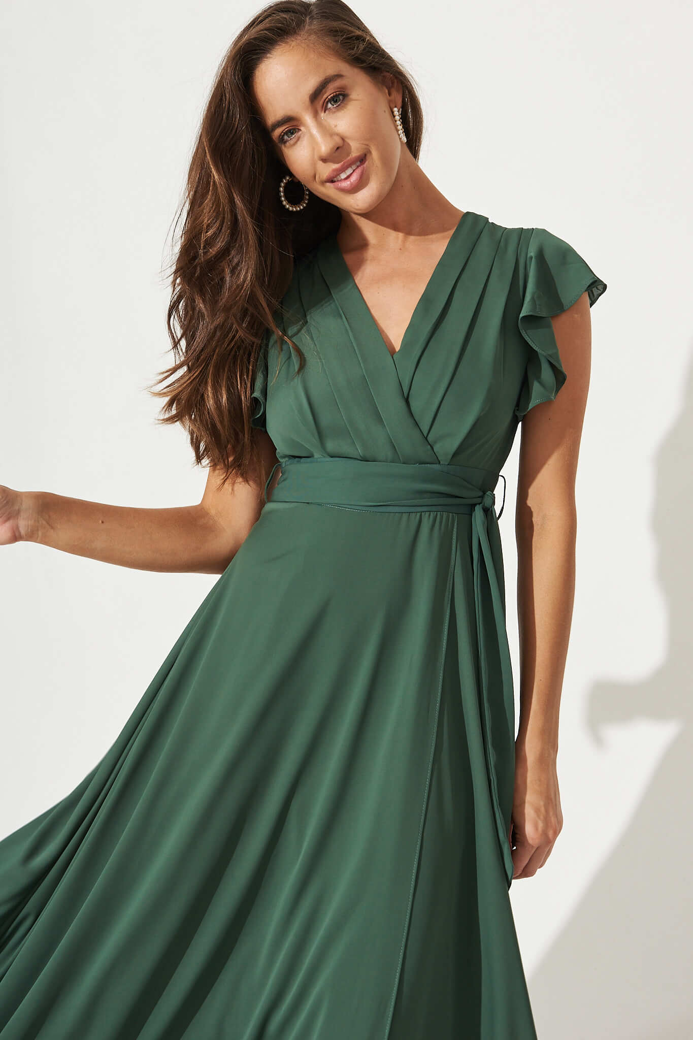 Wynter Maxi Dress in Green Chiffon - Image 2