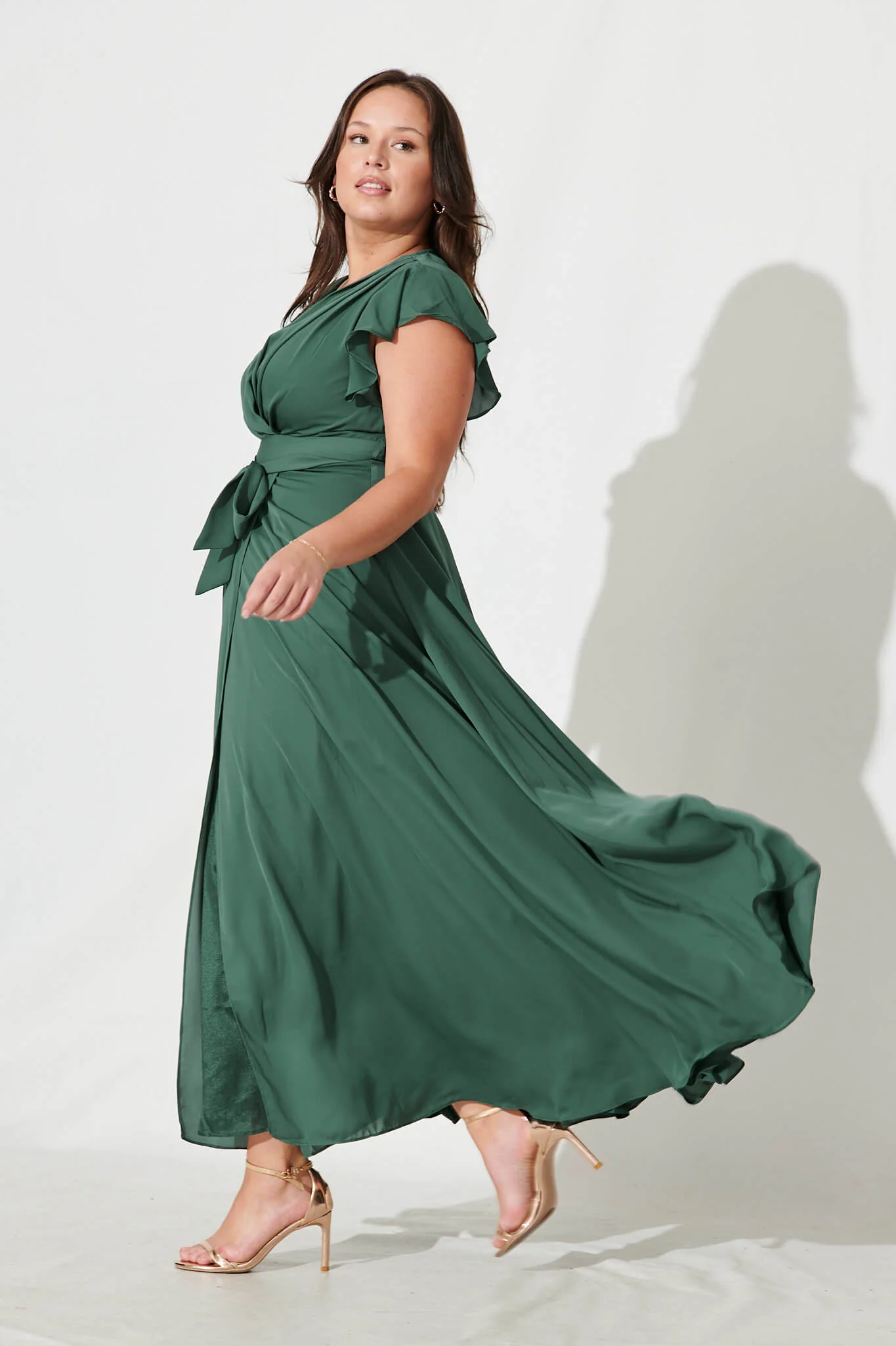 Wynter Maxi Dress in Green Chiffon - Image 6