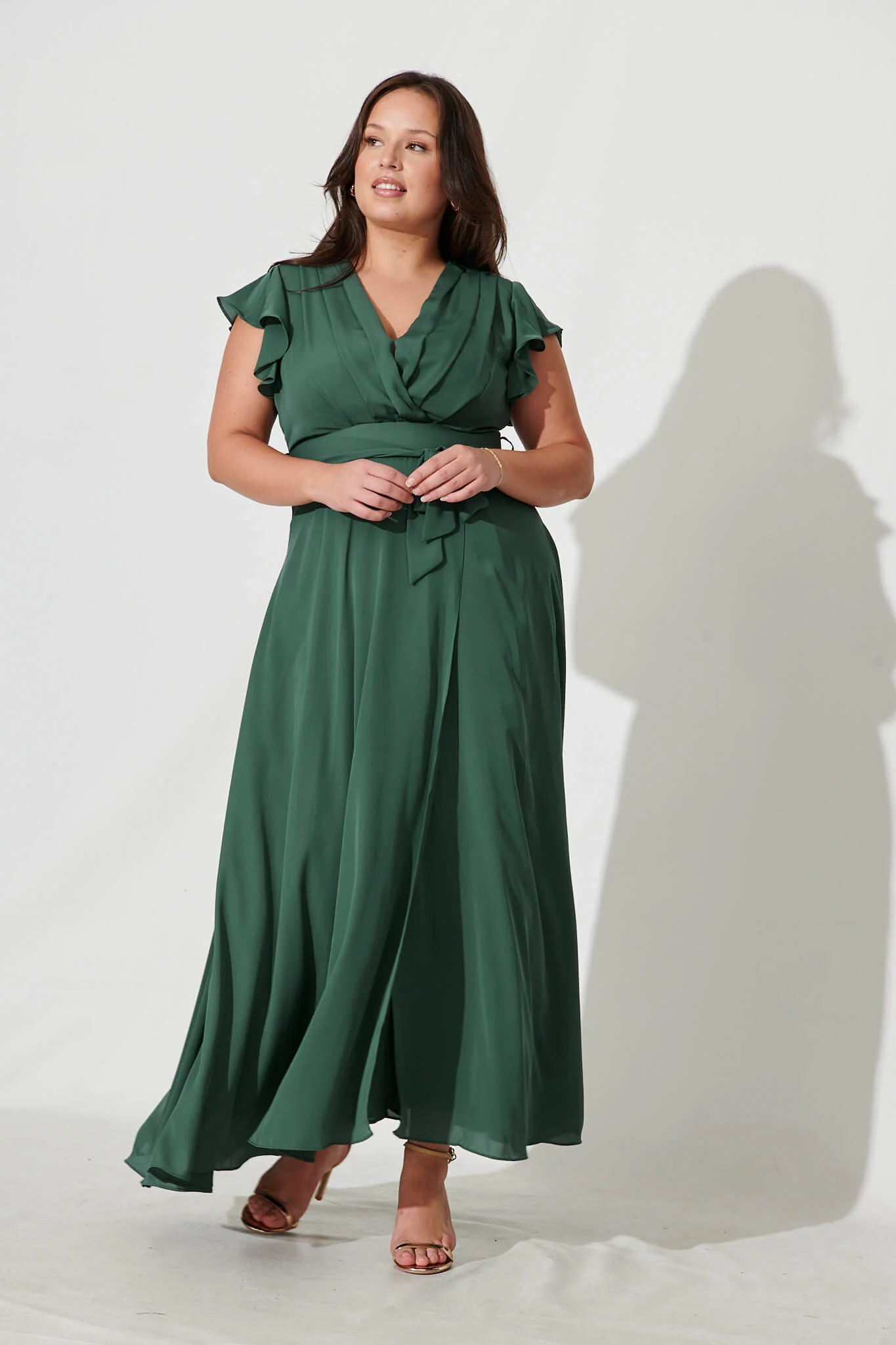 Wynter Maxi Dress in Green Chiffon - Image 7
