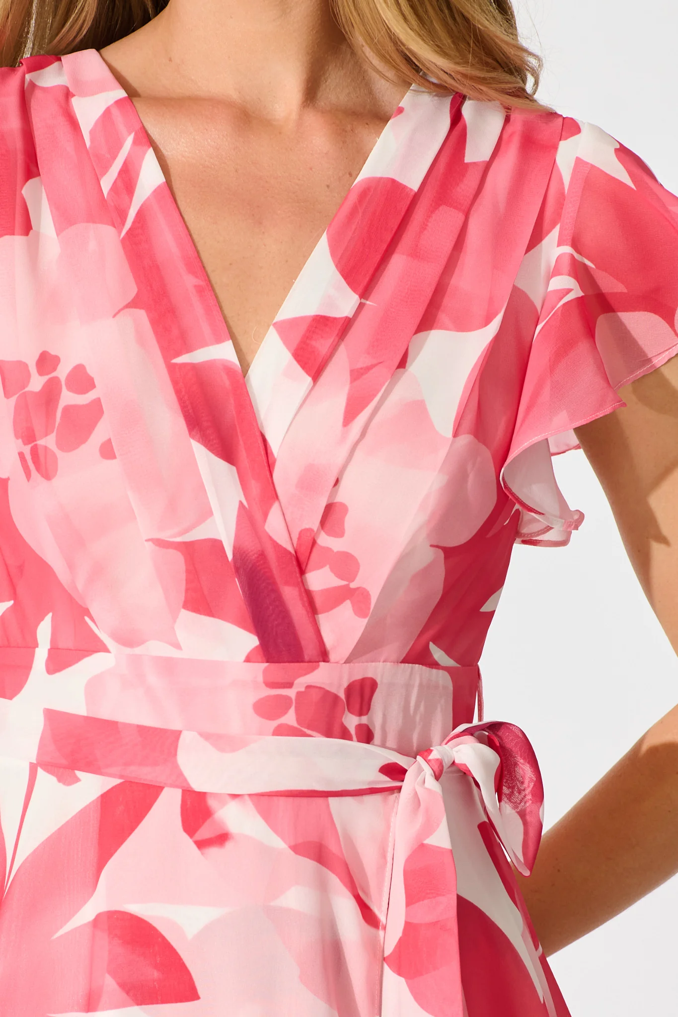 Wynter Maxi Dress in Pink Floral Chiffon - Image 6