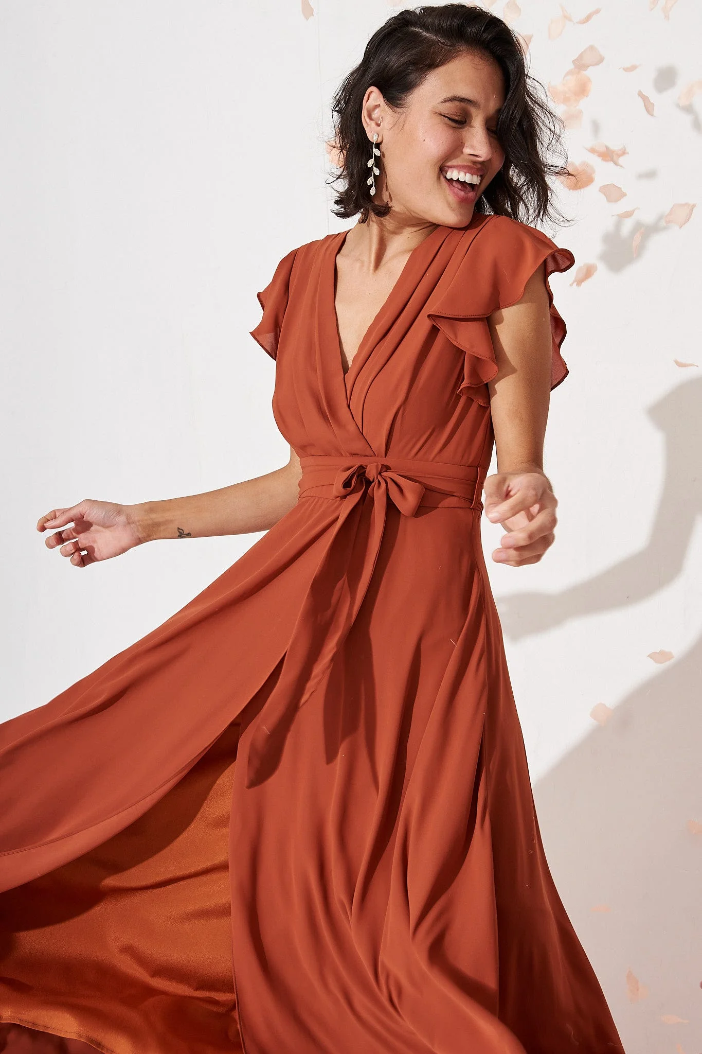 Wynter Maxi Dress in Rust Chiffon - Image 4