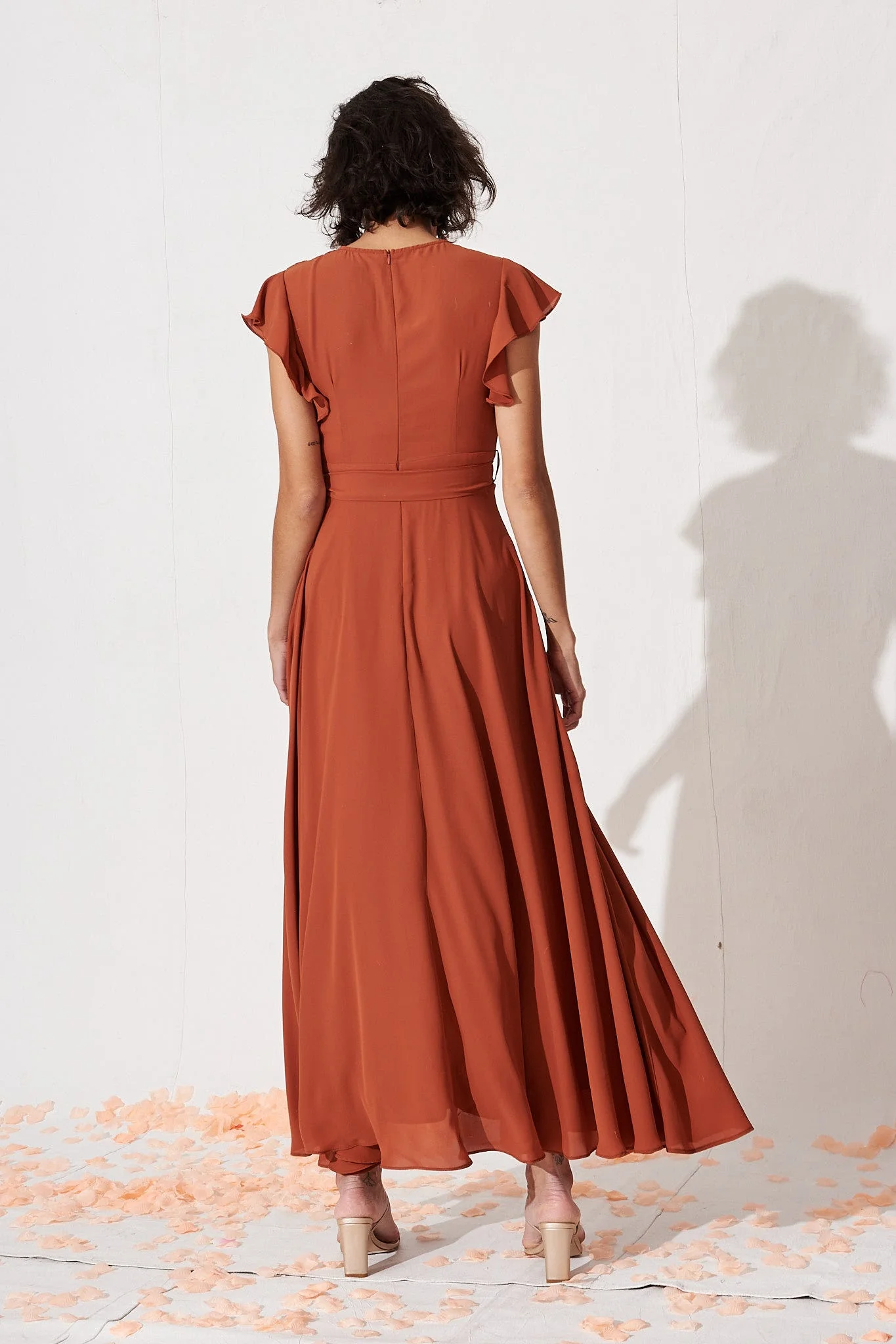 Wynter Maxi Dress in Rust Chiffon - Image 6