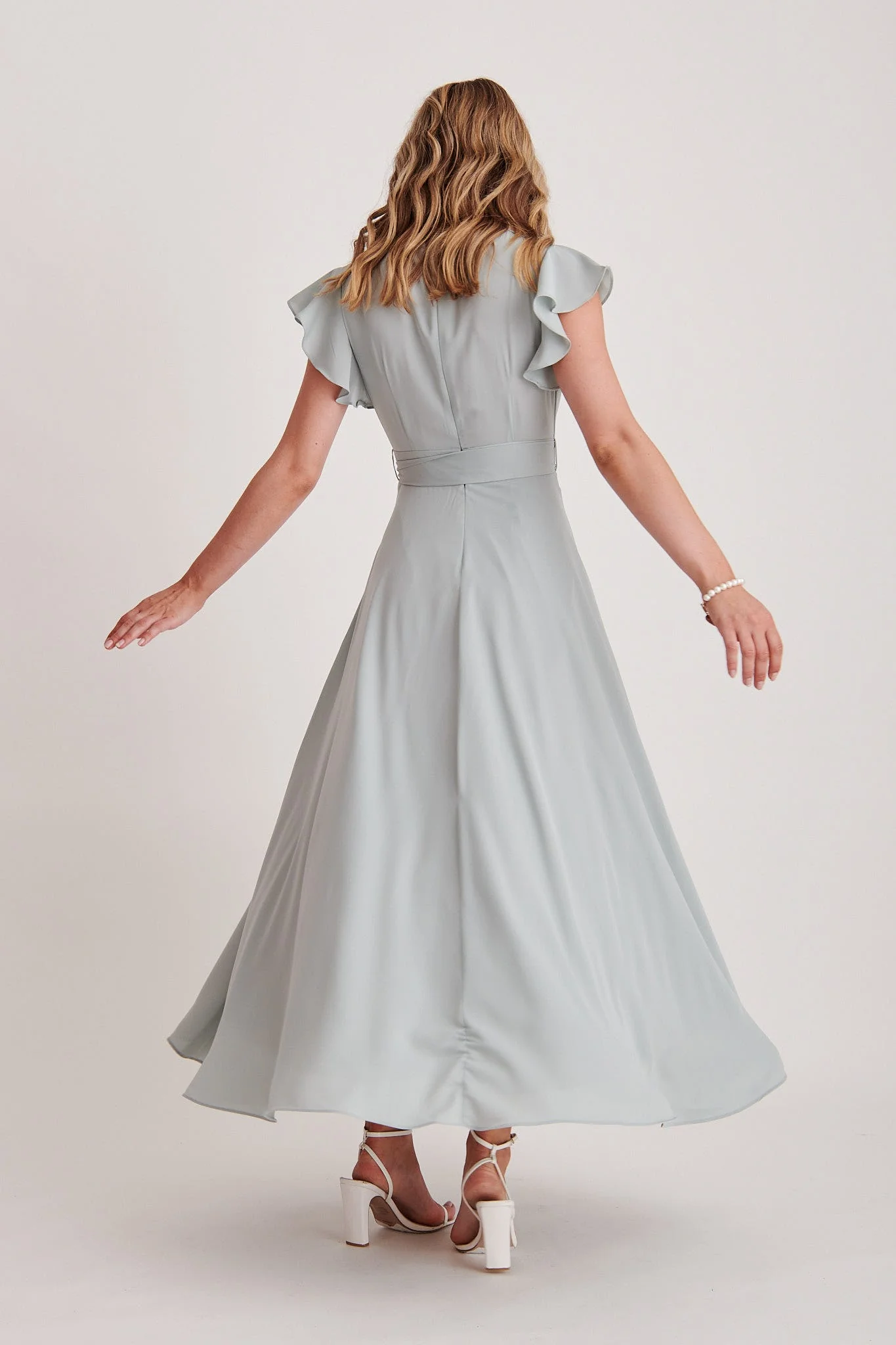 Wynter Maxi Dress in Sage Green Chiffon - Image 5