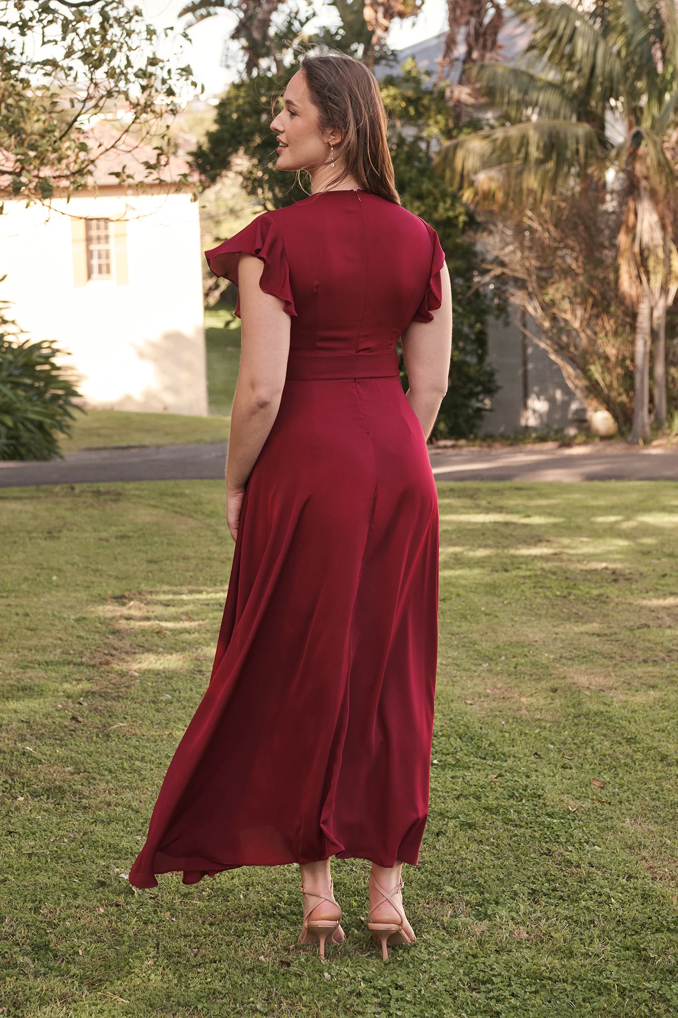Wynter Maxi Dress in Wine Chiffon - Image 6