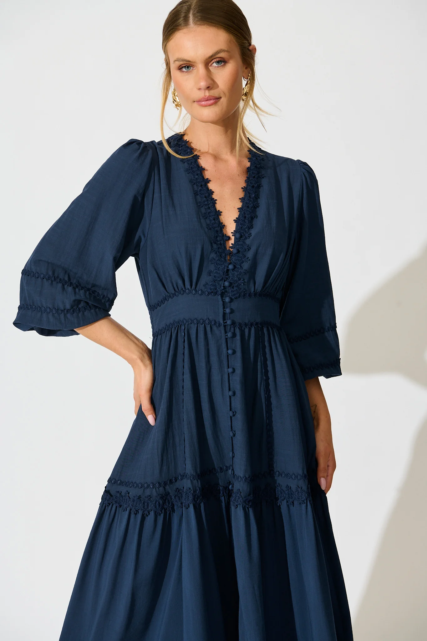 Yasmina Midi Dress in Navy - Image 2