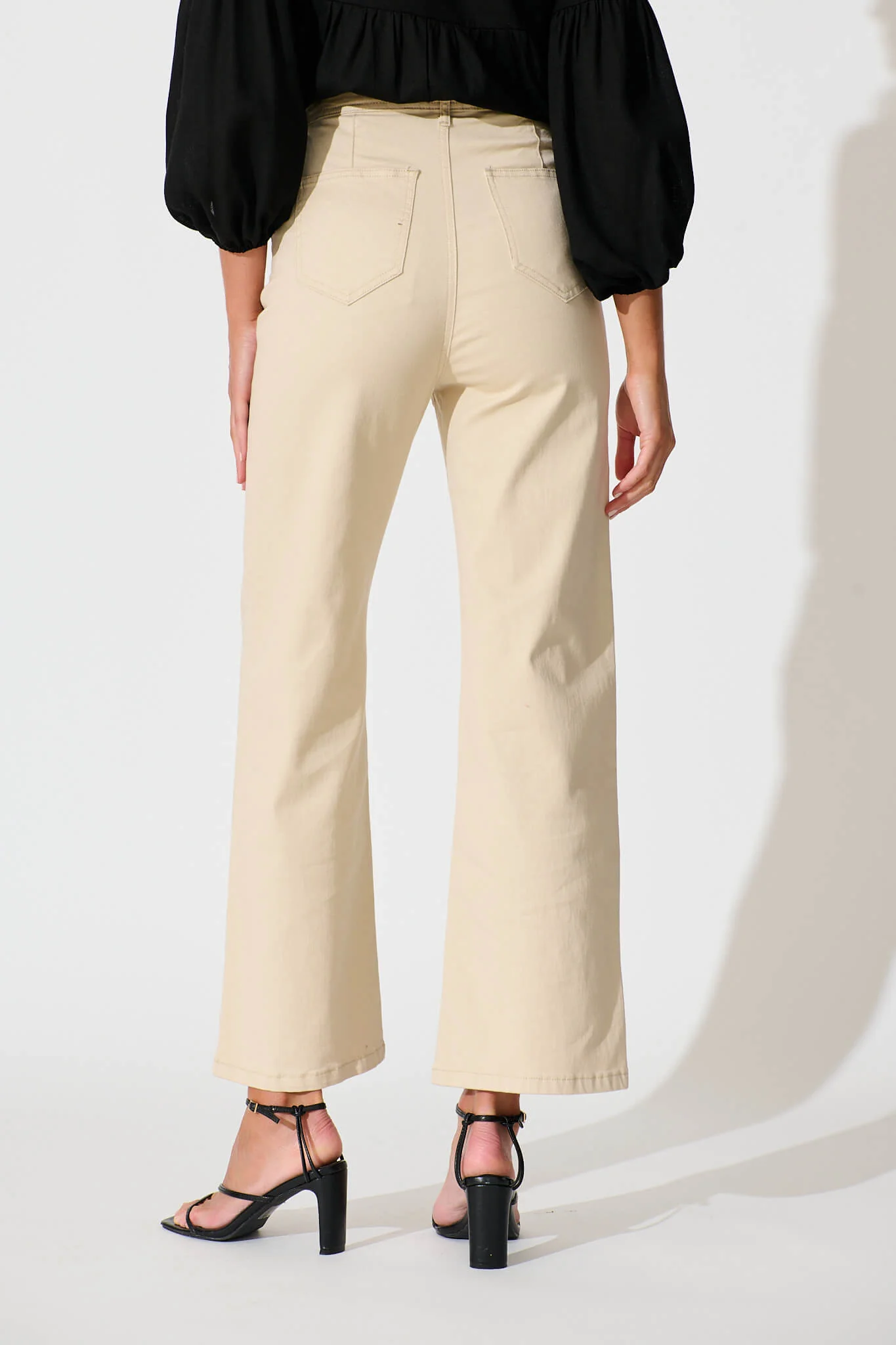 Yoko High Rise Relaxed Leg Jean In Beige Denim - Image 6