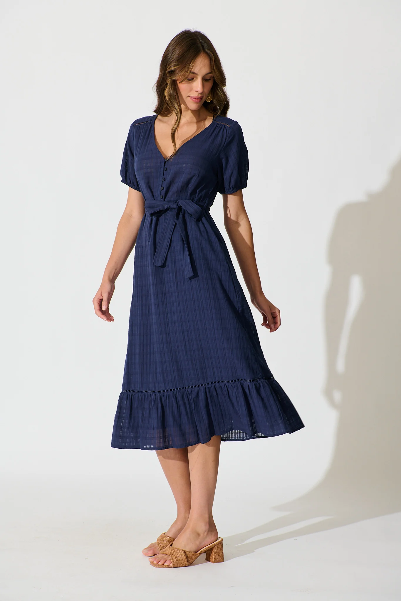 Zafira Maxi Dress in Navy Cotton - Image 3