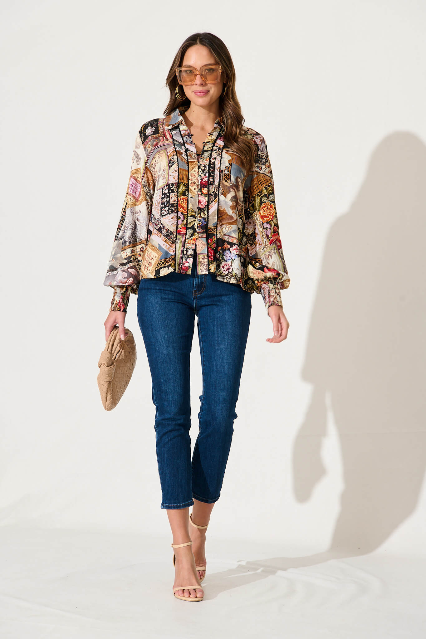 Zariya Shirt In Black Multi Patchwork With Ric Rac Trim - Image 4