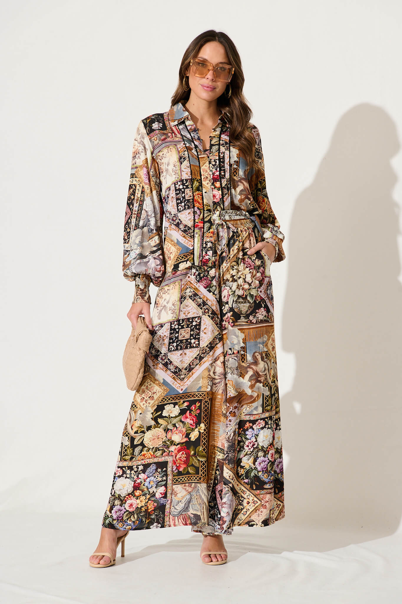 Zariya Shirt In Black Multi Patchwork With Ric Rac Trim - Image 5
