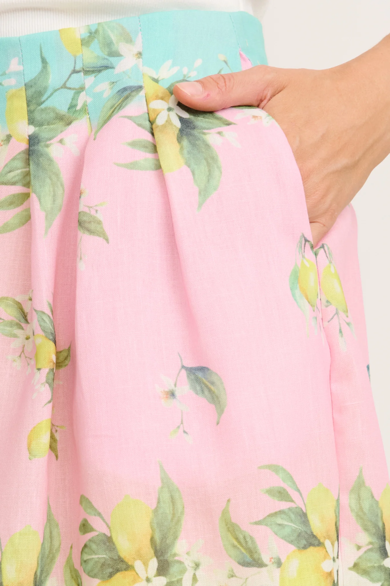 Zestia Skirt in Pink with Lemon Linen Blend - Image 10