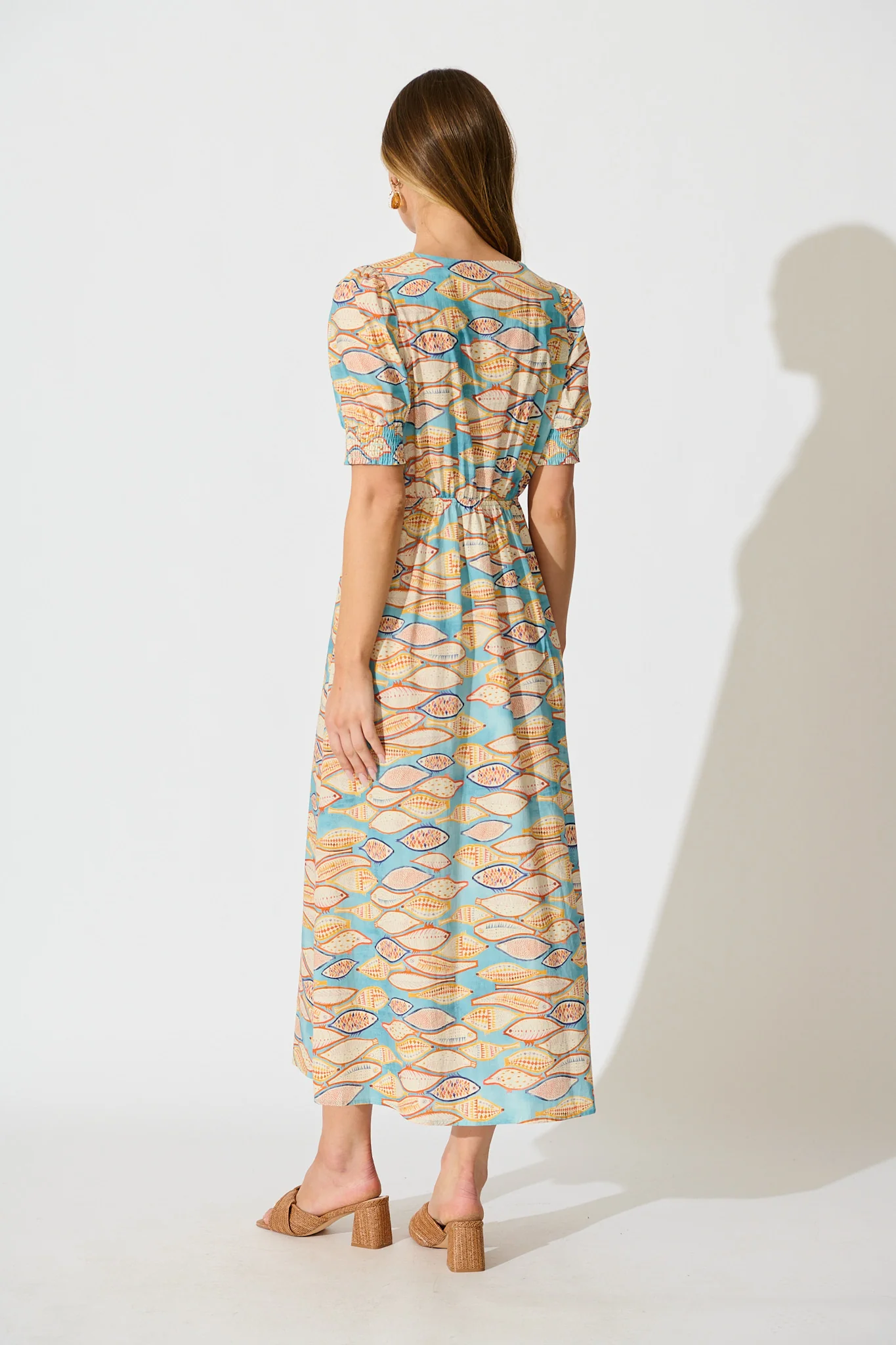 Zoanne Midi Dress in Blue with Multi Cotton - Image 4