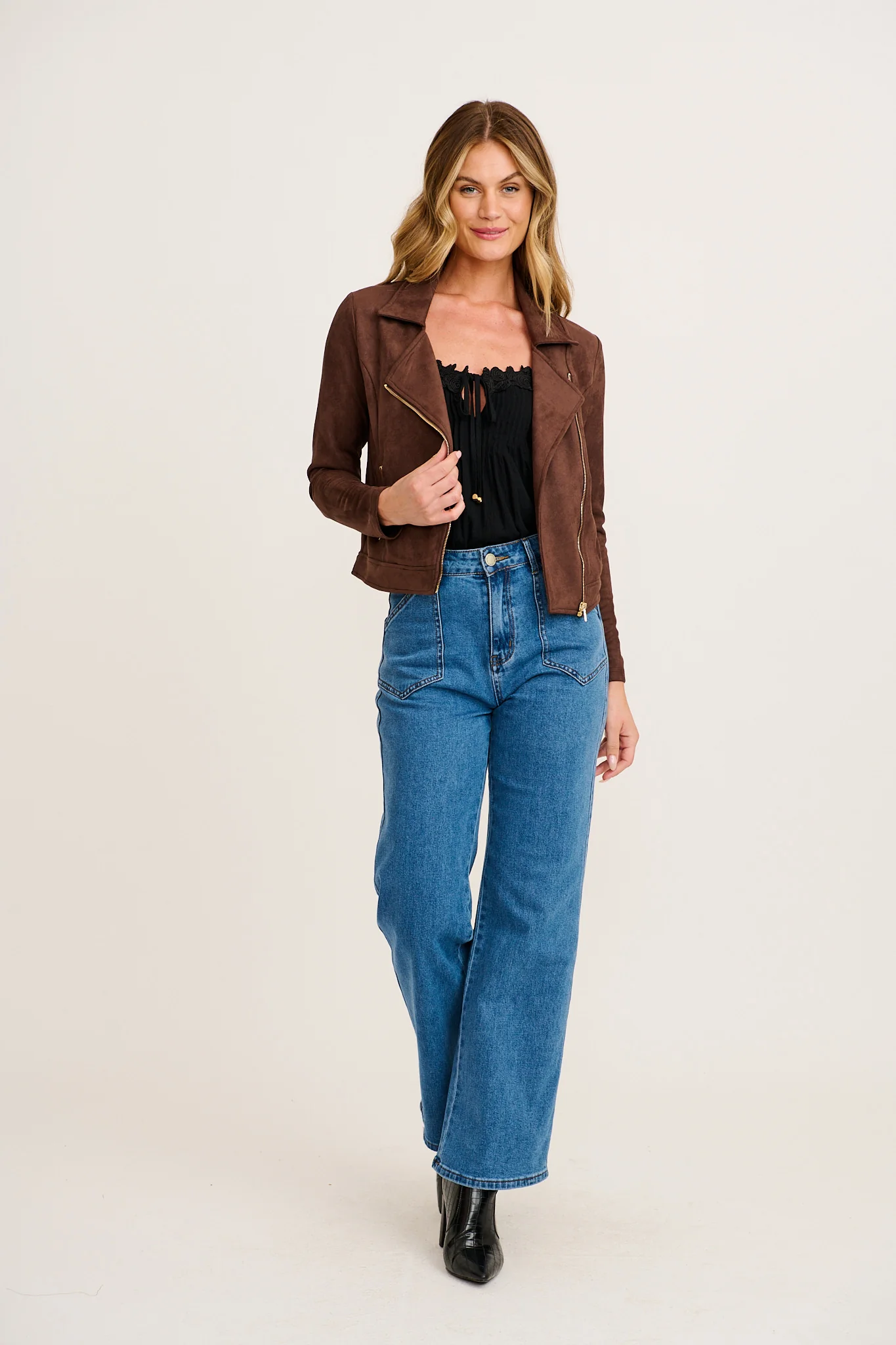 Zodiac Jacket in Chocolate Suedette - Image 4