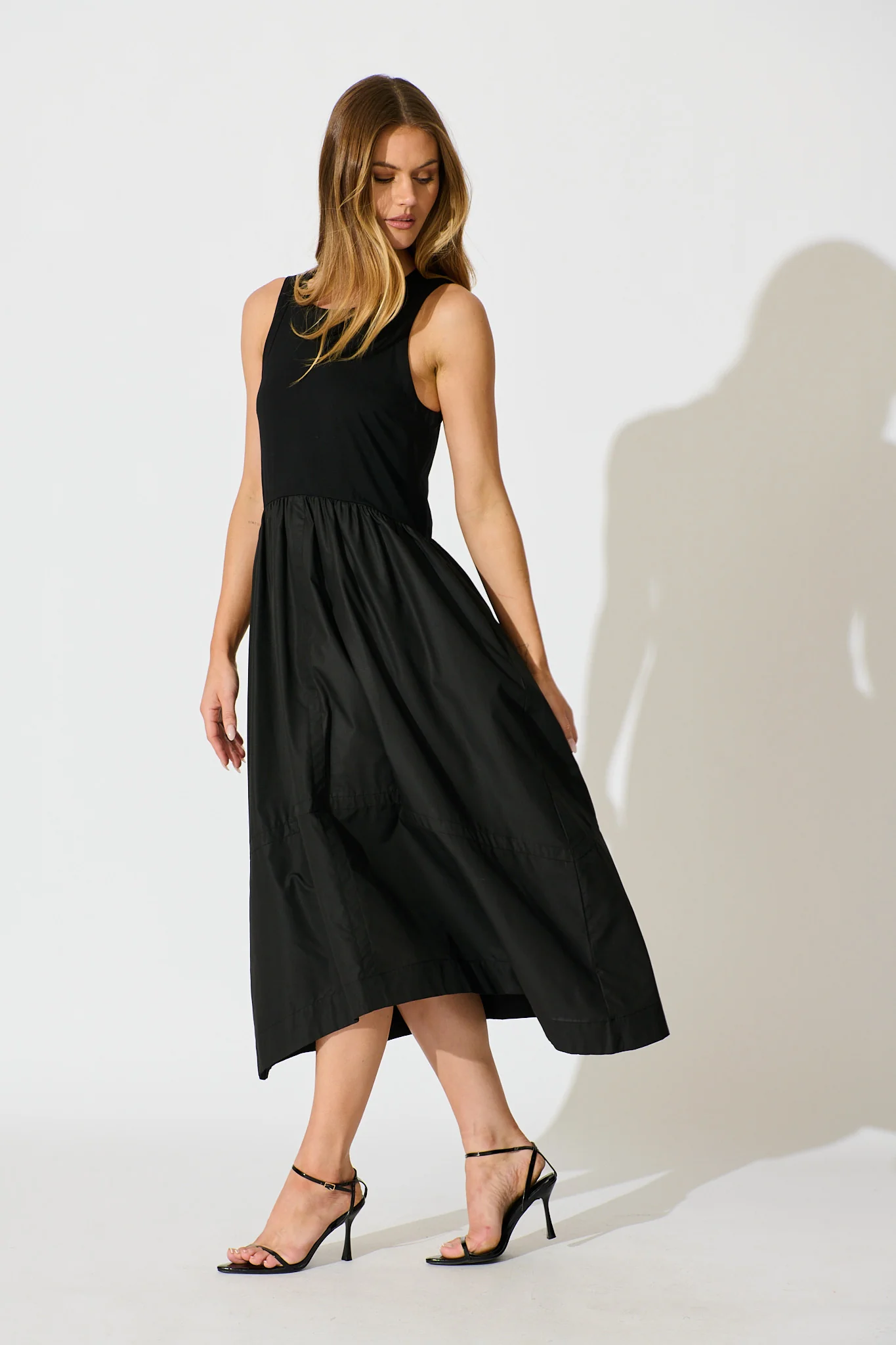 Zoria Maxi Dress in Black Cotton Blend - Image 3